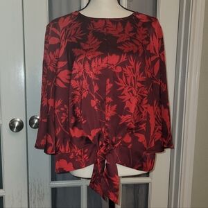 Liz Claiborne Red Floral Blouse